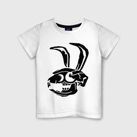 Детская футболка хлопок с принтом Дохлый кролик в Петрозаводске, 100% хлопок | круглый вырез горловины, полуприлегающий силуэт, длина до линии бедер | Тематика изображения на принте: скелет