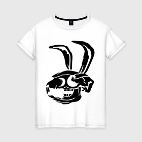 Женская футболка хлопок с принтом Дохлый кролик в Петрозаводске, 100% хлопок | прямой крой, круглый вырез горловины, длина до линии бедер, слегка спущенное плечо | скелет
