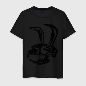 Мужская футболка хлопок с принтом Дохлый кролик в Петрозаводске, 100% хлопок | прямой крой, круглый вырез горловины, длина до линии бедер, слегка спущенное плечо. | скелет