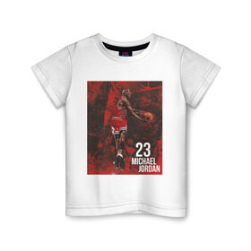Детская футболка хлопок с принтом Jordan Michael в Петрозаводске, 100% хлопок | круглый вырез горловины, полуприлегающий силуэт, длина до линии бедер | jordan