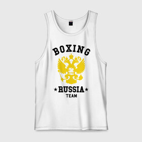 Мужская майка хлопок с принтом Boxing Russia Team в Петрозаводске, 100% хлопок |  | boxing | russia | team | бокс | герб | орел | россия | русский