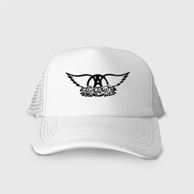 Кепка тракер с сеткой с принтом Aerosmith (logo) в Петрозаводске, трикотажное полотно; задняя часть — сетка | длинный козырек, универсальный размер, пластиковая застежка | крылья