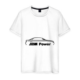 Мужская футболка хлопок с принтом M power в Петрозаводске, 100% хлопок | прямой крой, круглый вырез горловины, длина до линии бедер, слегка спущенное плечо. | bmw | joy | toplanding | авто | бмв | бренд | бэха | логотип