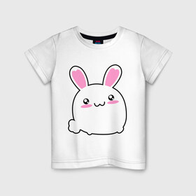 Детская футболка хлопок с принтом Милый зайчик в Петрозаводске, 100% хлопок | круглый вырез горловины, полуприлегающий силуэт, длина до линии бедер | зайчик | заяц | круглый | милый | ушки | шарик