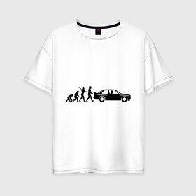 Женская футболка хлопок Oversize с принтом Бмв эволюция в Петрозаводске, 100% хлопок | свободный крой, круглый ворот, спущенный рукав, длина до линии бедер
 | bmw | evolution | автомобиль | бмв | развитие | эволюция
