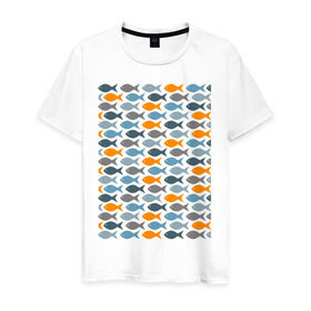 Мужская футболка хлопок с принтом Рыбки в Петрозаводске, 100% хлопок | прямой крой, круглый вырез горловины, длина до линии бедер, слегка спущенное плечо. | рыба | рыбалка | туризм