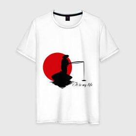 Мужская футболка хлопок с принтом Японская ночная рыбалка в Петрозаводске, 100% хлопок | прямой крой, круглый вырез горловины, длина до линии бедер, слегка спущенное плечо. | fishermen | жизнь | рыба | рыбак | рыбалка | солнце | туризм | удочка | укаи | япония