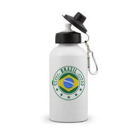 Бутылка спортивная с принтом Brazil - Бразилия ЧМ-2014 в Петрозаводске, металл | емкость — 500 мл, в комплекте две пластиковые крышки и карабин для крепления | бразилия