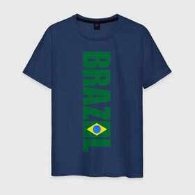 Мужская футболка хлопок с принтом Футбол Бразилия в Петрозаводске, 100% хлопок | прямой крой, круглый вырез горловины, длина до линии бедер, слегка спущенное плечо. | бразилия