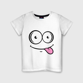 Детская футболка хлопок с принтом Кайфушки в Петрозаводске, 100% хлопок | круглый вырез горловины, полуприлегающий силуэт, длина до линии бедер | Тематика изображения на принте: кайфушки | лыба | рожица | смайл | улыбка | язык