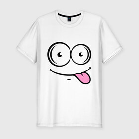 Мужская футболка премиум с принтом Кайфушки в Петрозаводске, 92% хлопок, 8% лайкра | приталенный силуэт, круглый вырез ворота, длина до линии бедра, короткий рукав | кайфушки | лыба | рожица | смайл | улыбка | язык