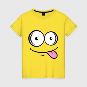 Женская футболка хлопок с принтом Кайфушки в Петрозаводске, 100% хлопок | прямой крой, круглый вырез горловины, длина до линии бедер, слегка спущенное плечо | кайфушки | лыба | рожица | смайл | улыбка | язык