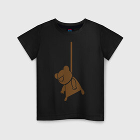 Детская футболка хлопок с принтом Мишутка суицидник в Петрозаводске, 100% хлопок | круглый вырез горловины, полуприлегающий силуэт, длина до линии бедер | виселица | медведь | мишка | петля | суицид