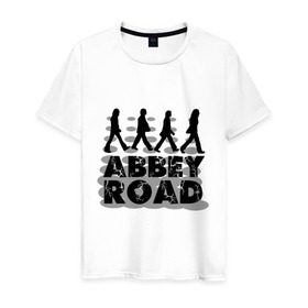 Мужская футболка хлопок с принтом Abbey Road в Петрозаводске, 100% хлопок | прямой крой, круглый вырез горловины, длина до линии бедер, слегка спущенное плечо. | 
