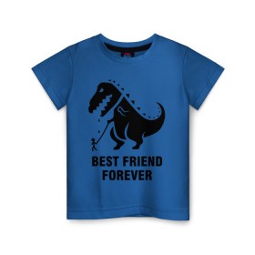 Детская футболка хлопок с принтом Годзилла Best friend в Петрозаводске, 100% хлопок | круглый вырез горловины, полуприлегающий силуэт, длина до линии бедер | годзилла | динозавр | друг | лучший | навек | навсегда | тираннозавр