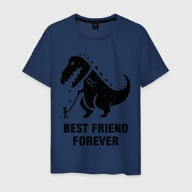 Мужская футболка хлопок с принтом Годзилла Best friend в Петрозаводске, 100% хлопок | прямой крой, круглый вырез горловины, длина до линии бедер, слегка спущенное плечо. | годзилла | динозавр | друг | лучший | навек | навсегда | тираннозавр