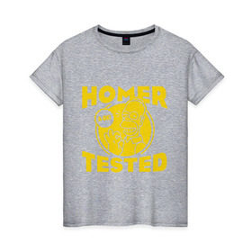 Женская футболка хлопок с принтом Homer tested в Петрозаводске, 100% хлопок | прямой крой, круглый вырез горловины, длина до линии бедер, слегка спущенное плечо | гомер