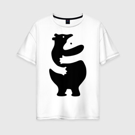 Женская футболка хлопок Oversize с принтом Медвежий Инь-Янь в Петрозаводске, 100% хлопок | свободный крой, круглый ворот, спущенный рукав, длина до линии бедер
 | медведь | обнимашки | объятия