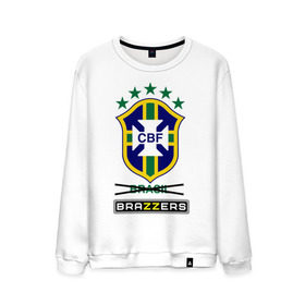 Мужской свитшот хлопок с принтом Сборная Бразилии по футболу в Петрозаводске, 100% хлопок |  | brazzers | бразилия