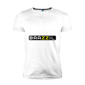 Мужская футболка премиум с принтом Brazzil в Петрозаводске, 92% хлопок, 8% лайкра | приталенный силуэт, круглый вырез ворота, длина до линии бедра, короткий рукав | brazzers | бразилия