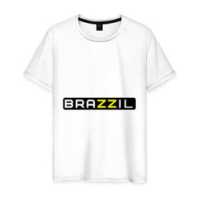 Мужская футболка хлопок с принтом Brazzil в Петрозаводске, 100% хлопок | прямой крой, круглый вырез горловины, длина до линии бедер, слегка спущенное плечо. | brazzers | бразилия
