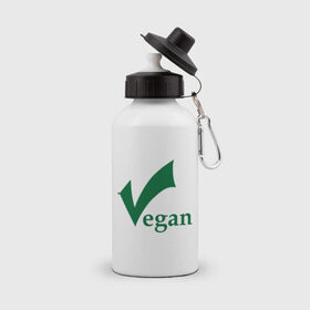 Бутылка спортивная с принтом Vegan в Петрозаводске, металл | емкость — 500 мл, в комплекте две пластиковые крышки и карабин для крепления | vegan | vegetarian | веган | вегетарианец
