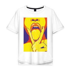 Мужская футболка хлопок Oversize с принтом V-tongue в Петрозаводске, 100% хлопок | свободный крой, круглый ворот, “спинка” длиннее передней части | 