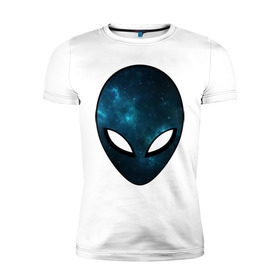 Мужская футболка премиум с принтом Инопланетный разум в Петрозаводске, 92% хлопок, 8% лайкра | приталенный силуэт, круглый вырез ворота, длина до линии бедра, короткий рукав | Тематика изображения на принте: астронавт | галактика | голова | звезды | инопланетянин | космос | пришелец