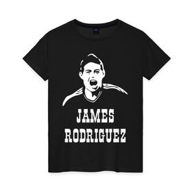 Женская футболка хлопок с принтом James Rodriguez в Петрозаводске, 100% хлопок | прямой крой, круглый вырез горловины, длина до линии бедер, слегка спущенное плечо | columbia | football | james | rodriguez | колумбия | родригес | футбол | хамес