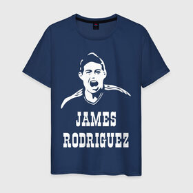Мужская футболка хлопок с принтом James Rodriguez в Петрозаводске, 100% хлопок | прямой крой, круглый вырез горловины, длина до линии бедер, слегка спущенное плечо. | columbia | football | james | rodriguez | колумбия | родригес | футбол | хамес
