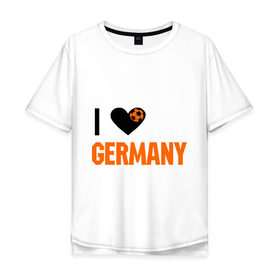 Мужская футболка хлопок Oversize с принтом I love Germany в Петрозаводске, 100% хлопок | свободный крой, круглый ворот, “спинка” длиннее передней части | deutsch | football | germany | heart | love | германия | люблю | мяч | сердце | футбол