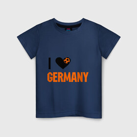 Детская футболка хлопок с принтом I love Germany в Петрозаводске, 100% хлопок | круглый вырез горловины, полуприлегающий силуэт, длина до линии бедер | Тематика изображения на принте: deutsch | football | germany | heart | love | германия | люблю | мяч | сердце | футбол