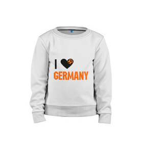 Детский свитшот хлопок с принтом I love Germany в Петрозаводске, 100% хлопок | круглый вырез горловины, эластичные манжеты, пояс и воротник | deutsch | football | germany | heart | love | германия | люблю | мяч | сердце | футбол