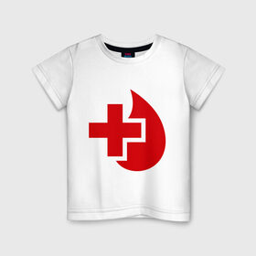 Детская футболка хлопок с принтом Донор в Петрозаводске, 100% хлопок | круглый вырез горловины, полуприлегающий силуэт, длина до линии бедер | донор | красный крест | крест | кровь | медицина | сердце