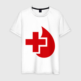 Мужская футболка хлопок с принтом Донор в Петрозаводске, 100% хлопок | прямой крой, круглый вырез горловины, длина до линии бедер, слегка спущенное плечо. | донор | красный крест | крест | кровь | медицина | сердце