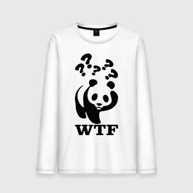 Мужской лонгслив хлопок с принтом WTF - белая панда в Петрозаводске, 100% хлопок |  | панда