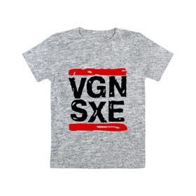 Детская футболка хлопок с принтом Vegan sXe в Петрозаводске, 100% хлопок | круглый вырез горловины, полуприлегающий силуэт, длина до линии бедер | vegan | вегетарианец | еда