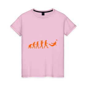 Женская футболка хлопок с принтом Van Persie evolution в Петрозаводске, 100% хлопок | прямой крой, круглый вырез горловины, длина до линии бедер, слегка спущенное плечо | мяч | спорт | футбол | эволюция