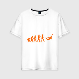 Женская футболка хлопок Oversize с принтом Van Persie evolution в Петрозаводске, 100% хлопок | свободный крой, круглый ворот, спущенный рукав, длина до линии бедер
 | мяч | спорт | футбол | эволюция