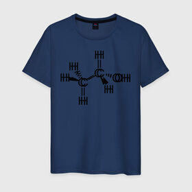 Мужская футболка хлопок с принтом Химическая формула спирт в Петрозаводске, 100% хлопок | прямой крой, круглый вырез горловины, длина до линии бедер, слегка спущенное плечо. | спирт | формула | химия