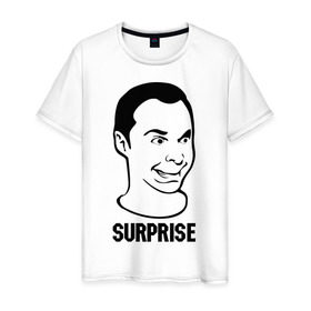 Мужская футболка хлопок с принтом surprise (Sheldon) в Петрозаводске, 100% хлопок | прямой крой, круглый вырез горловины, длина до линии бедер, слегка спущенное плечо. | surprise | сюрприз | теория большого взрыва