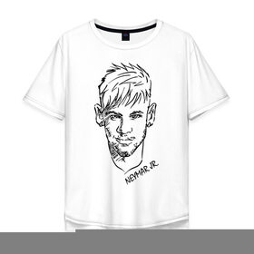 Мужская футболка хлопок Oversize с принтом Neymar Jr в Петрозаводске, 100% хлопок | свободный крой, круглый ворот, “спинка” длиннее передней части | Тематика изображения на принте: 