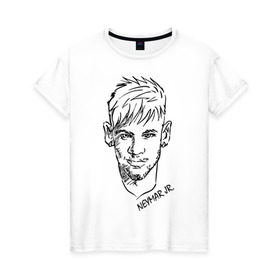 Женская футболка хлопок с принтом Neymar Jr в Петрозаводске, 100% хлопок | прямой крой, круглый вырез горловины, длина до линии бедер, слегка спущенное плечо | 