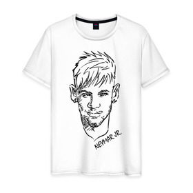 Мужская футболка хлопок с принтом Neymar Jr в Петрозаводске, 100% хлопок | прямой крой, круглый вырез горловины, длина до линии бедер, слегка спущенное плечо. | Тематика изображения на принте: 