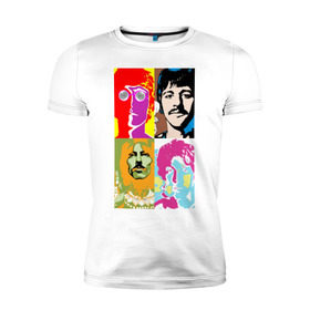 Мужская футболка премиум с принтом The Beatles в Петрозаводске, 92% хлопок, 8% лайкра | приталенный силуэт, круглый вырез ворота, длина до линии бедра, короткий рукав | 