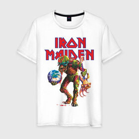Мужская футболка хлопок с принтом Iron Maiden в Петрозаводске, 100% хлопок | прямой крой, круглый вырез горловины, длина до линии бедер, слегка спущенное плечо. | iron maiden