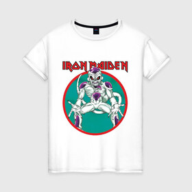 Женская футболка хлопок с принтом Iron Maiden в Петрозаводске, 100% хлопок | прямой крой, круглый вырез горловины, длина до линии бедер, слегка спущенное плечо | iron maiden