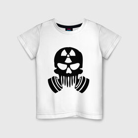Детская футболка хлопок с принтом Радиация в Петрозаводске, 100% хлопок | круглый вырез горловины, полуприлегающий силуэт, длина до линии бедер | противогаз | радиация | респиратор | череп