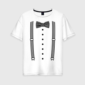 Женская футболка хлопок Oversize с принтом Галстук бабочка в полоску в Петрозаводске, 100% хлопок | свободный крой, круглый ворот, спущенный рукав, длина до линии бедер
 | бабочка