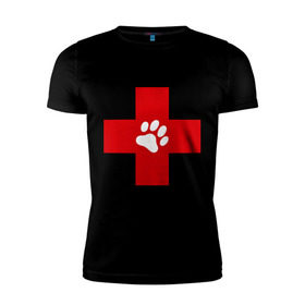 Мужская футболка премиум с принтом Ветеринар в Петрозаводске, 92% хлопок, 8% лайкра | приталенный силуэт, круглый вырез ворота, длина до линии бедра, короткий рукав | ветеринар | врач | доктор | красный | крест
